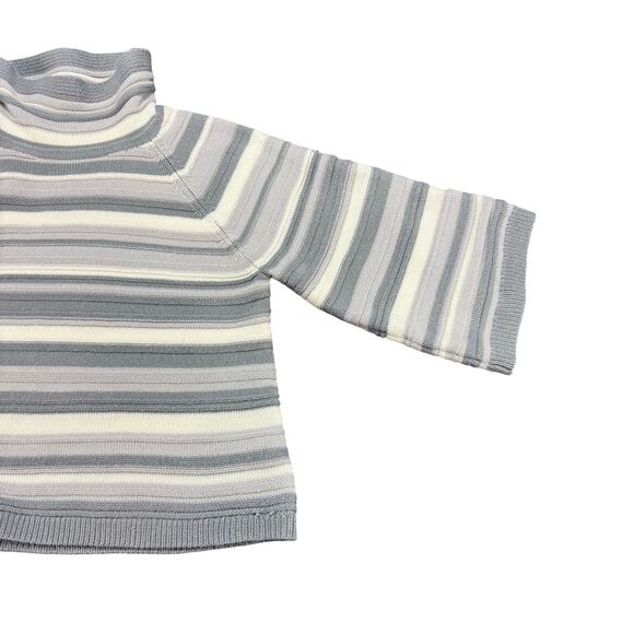 Ruby Rd. Petite Turtle neck Mid-Sleeve Sweater Women's‎ Size PL Gray White Knit - Picture 4 of 10